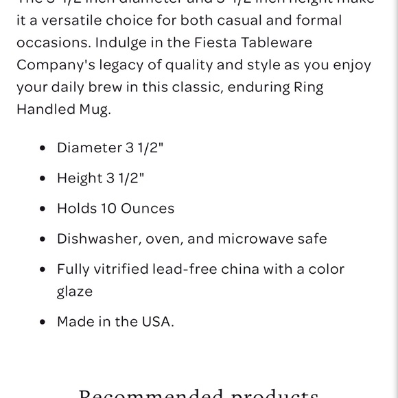 Fiesta Fiestaware Classic Ring Handle 10 ounce Mug - Picture 6 of 6